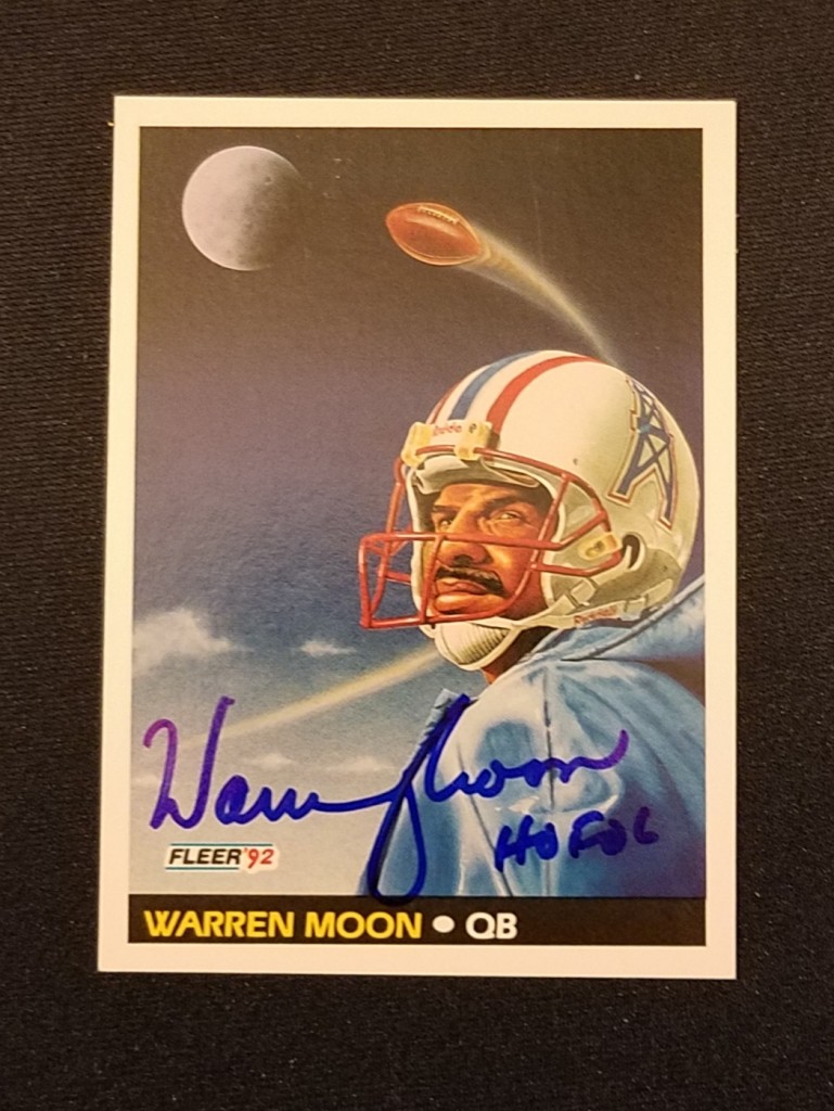 Warren Moon Autograph Signed 1991 Fleer Card 53 Oilers Nice 